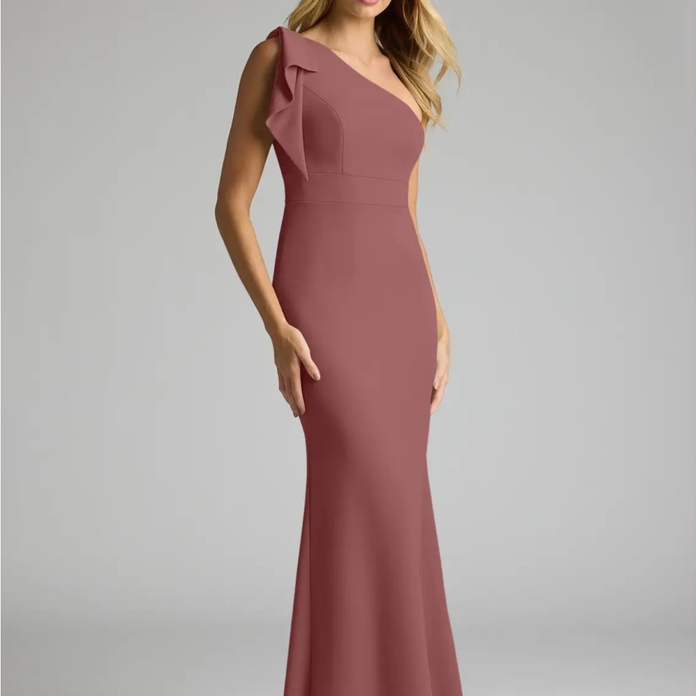 Azazie Pink One Shoulder Wedding Guest Gown